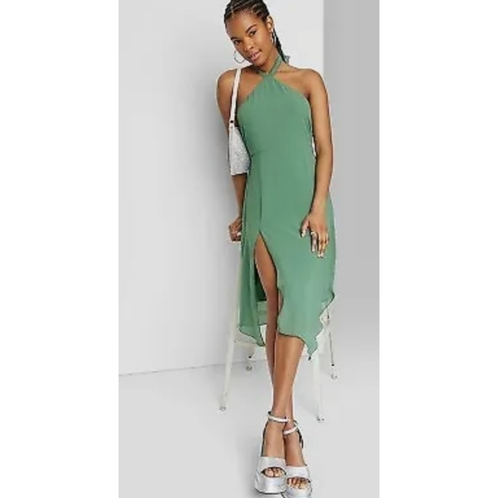 Wild Fable Halter Midi Green Dress